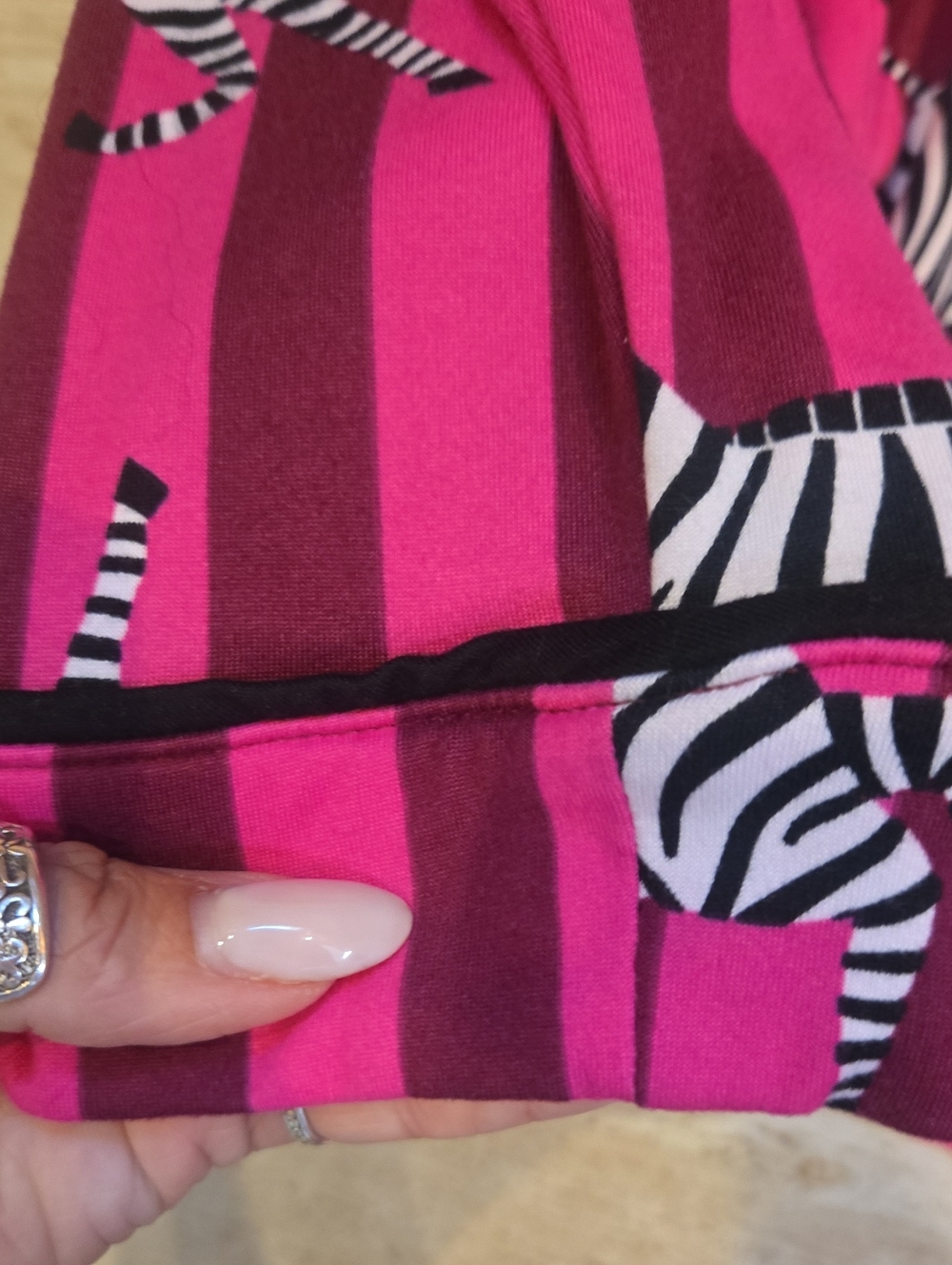 Room Service Pink Striped Zebra Print Pajama Set - Picture 5 of 11